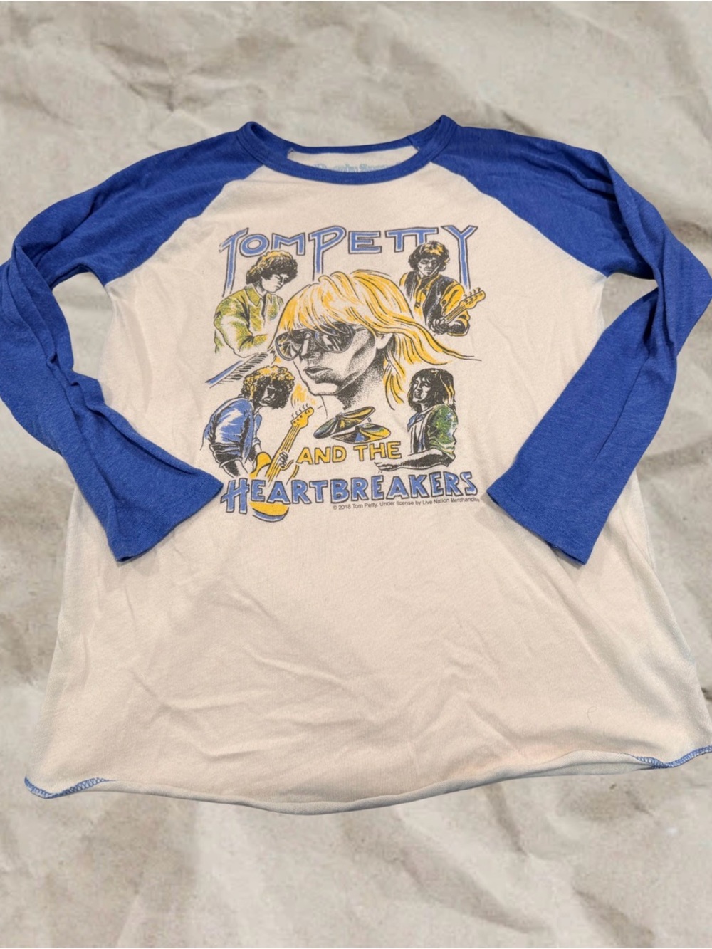 Tom Petty & The Heartbreakers 2018 Raglan Baseball Tee Blue Youth Size 10